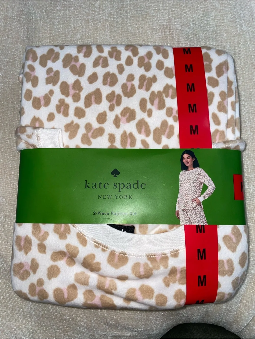 kate spade Beige and Pink Leopard Print Pajama Set M - Picture 7 of 8